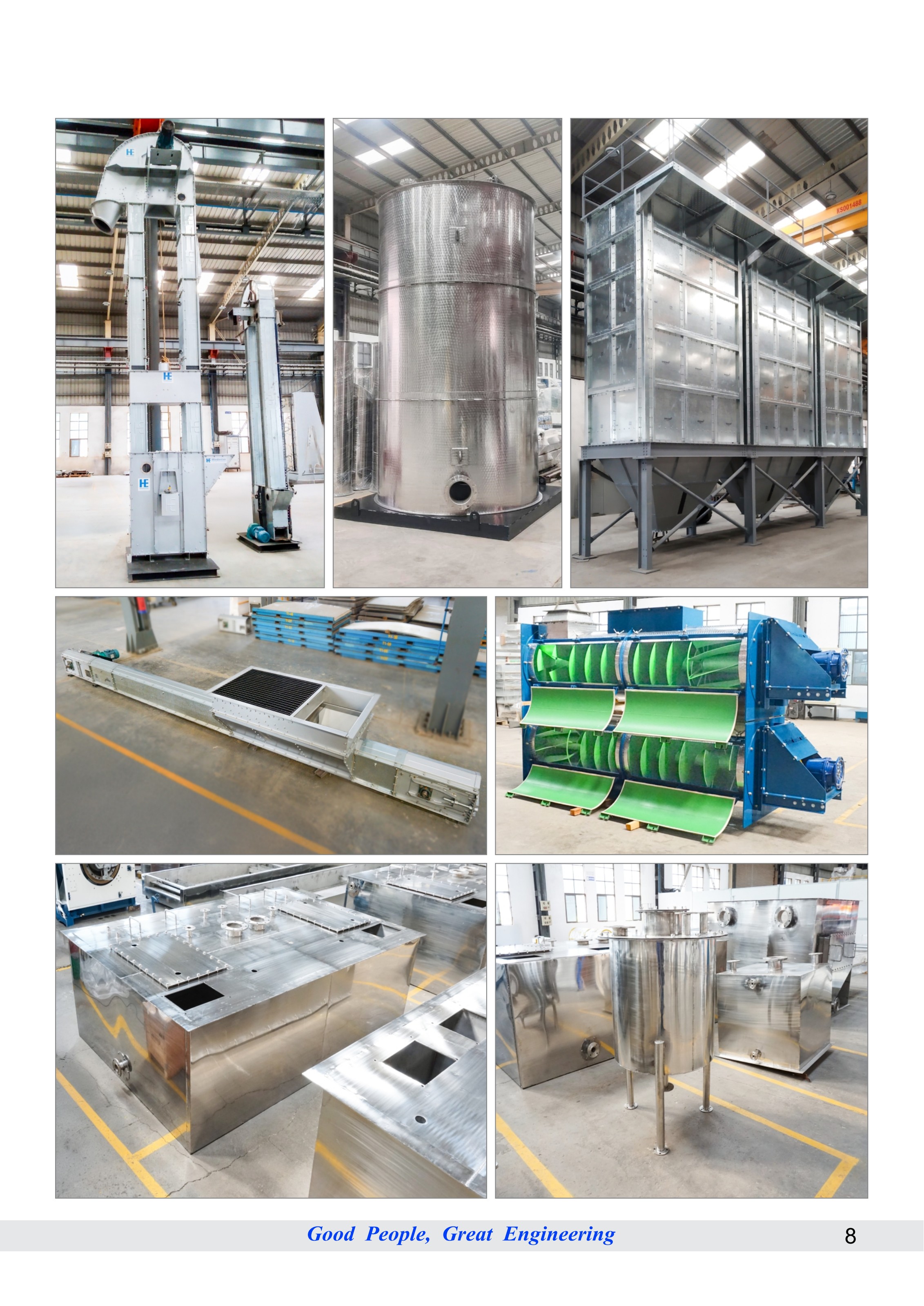 Process Equipment — bucket elevators, SS tanks, modular silos and screw conveyors